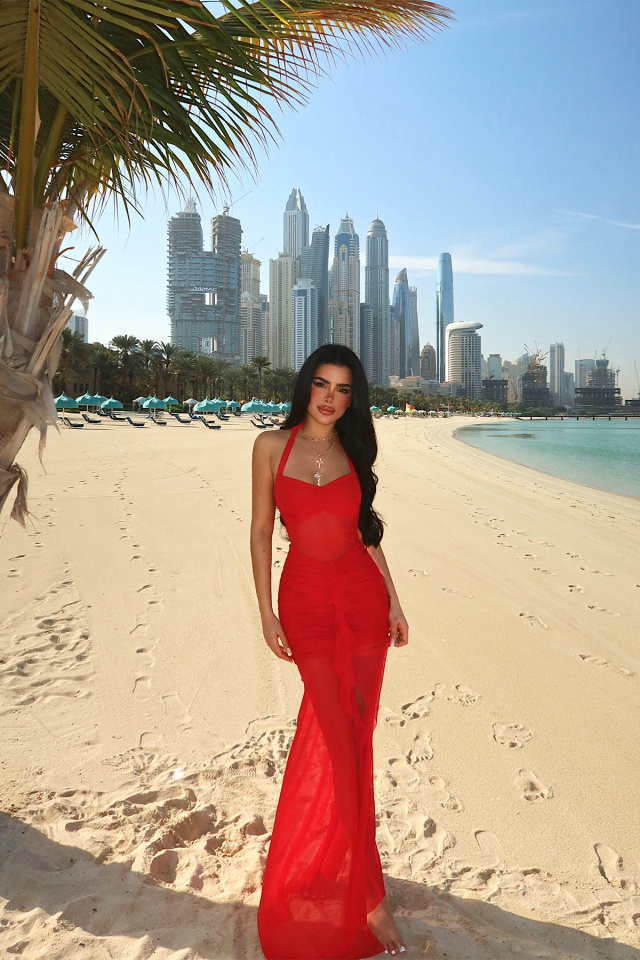 Kırmızı Farley Tül Uzun Elbise ATE-4702 - 4