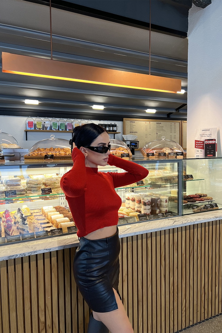 Kırmızı Triko Kazak ATE2849 - EYYO