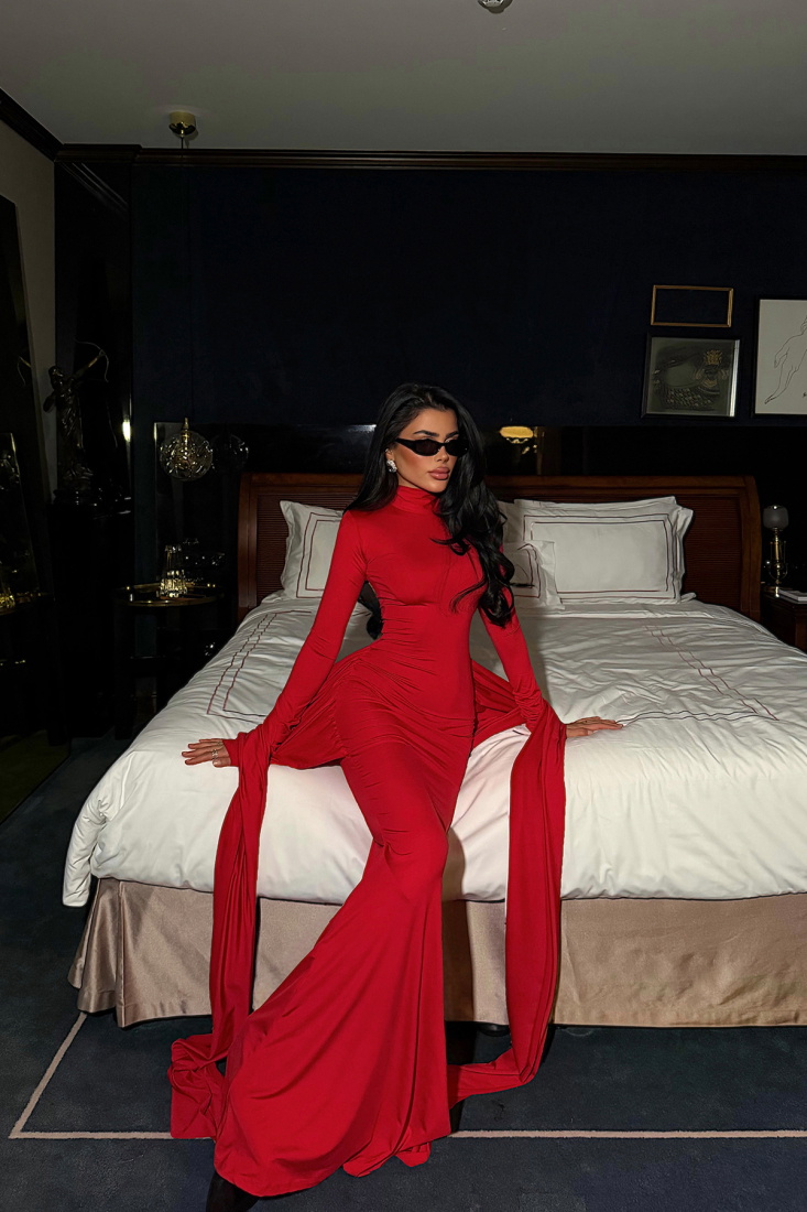 Kırmızı Arkua elbise ATE-4434 - EYYO