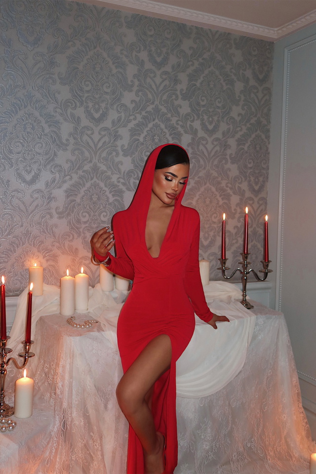 Kırmızı Akaps Elbise ATE-0957 - 1