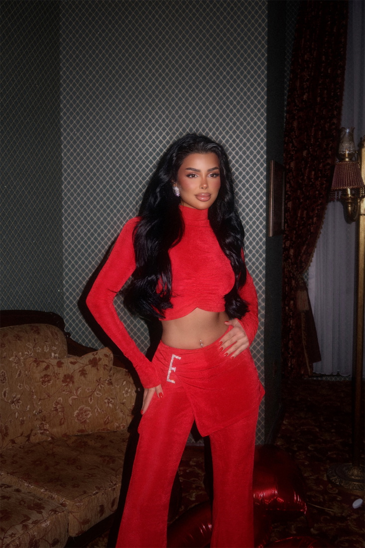 Kırmızı Tiani Taş Aksesuarlı Takım ATE-1977 - EYYO