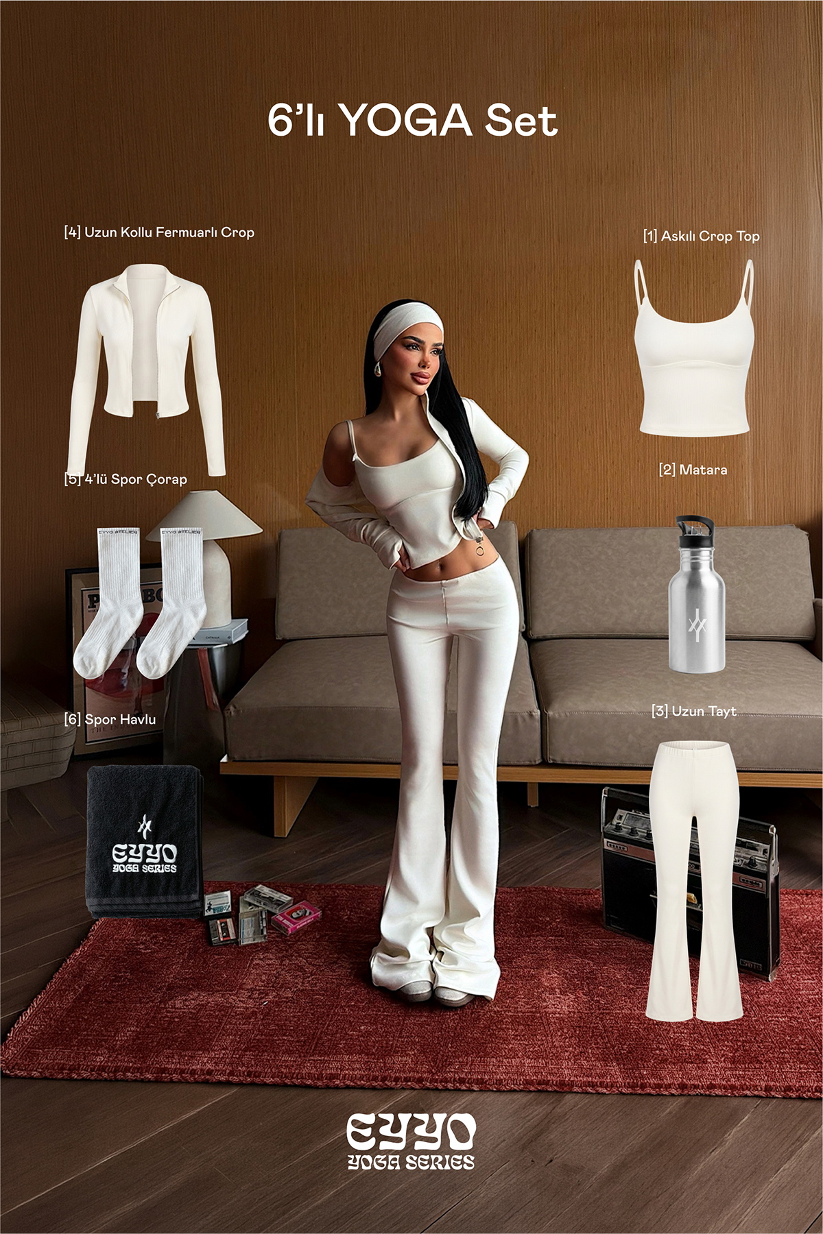 Krem 6'lı Yoga Set - 1