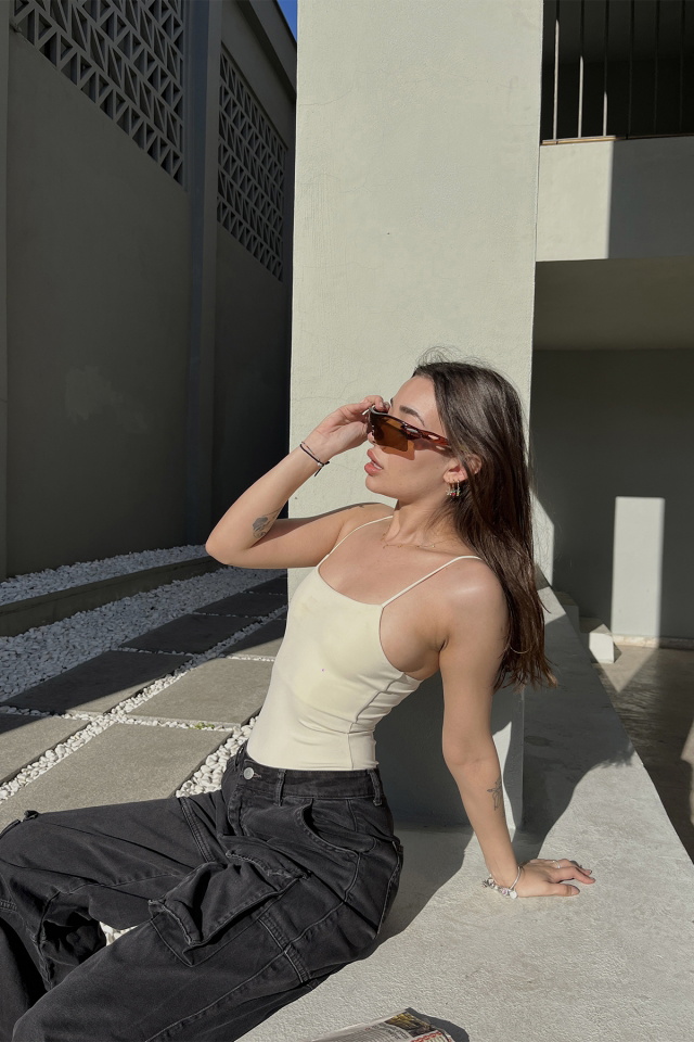 Krem Askılı Bodysuit ATE5108 - 2