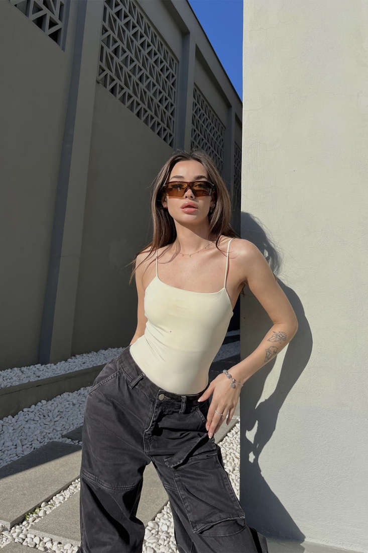 Krem Askılı Bodysuit ATE5108 - EYYO