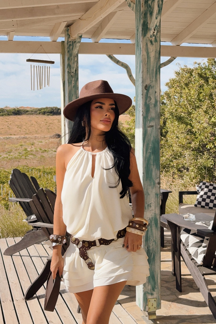 Krem Heloise Mini Elbise ATE-3606 - EYYO