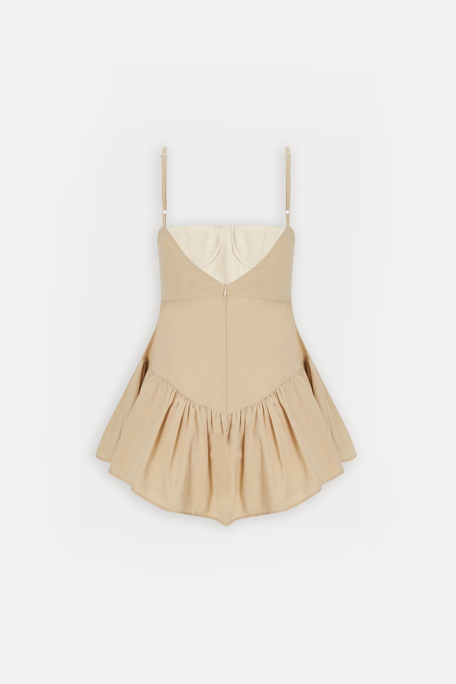 Krem Askılı Mini Elbise ATE-1410 - 5