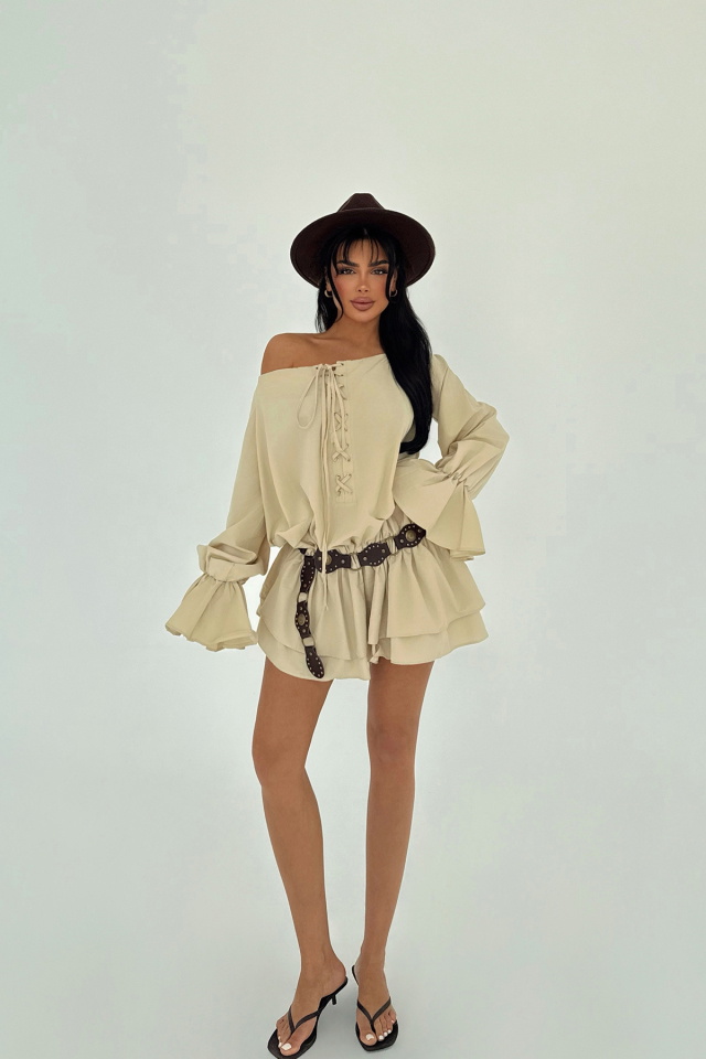 Krem Darcie Mini Elbise ATE-2410 - 6