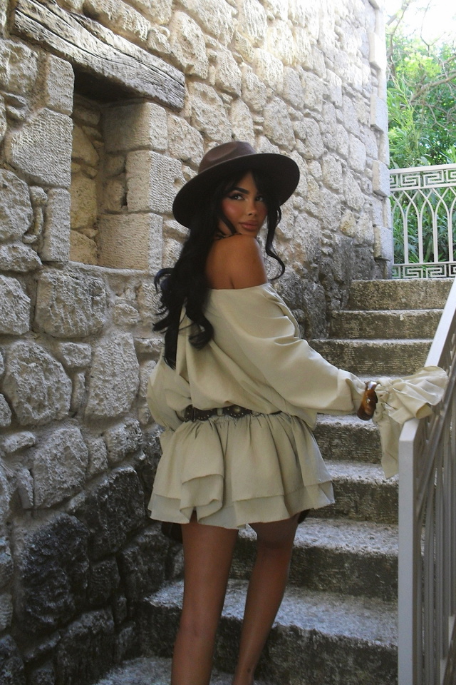 Krem Darcie Mini Elbise ATE-2410 - 5