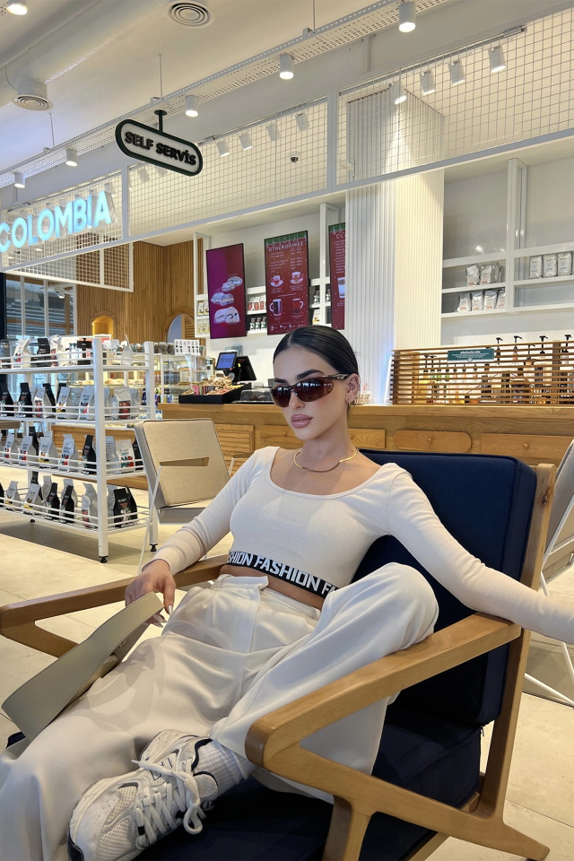 Krem Baskılı Crop Top