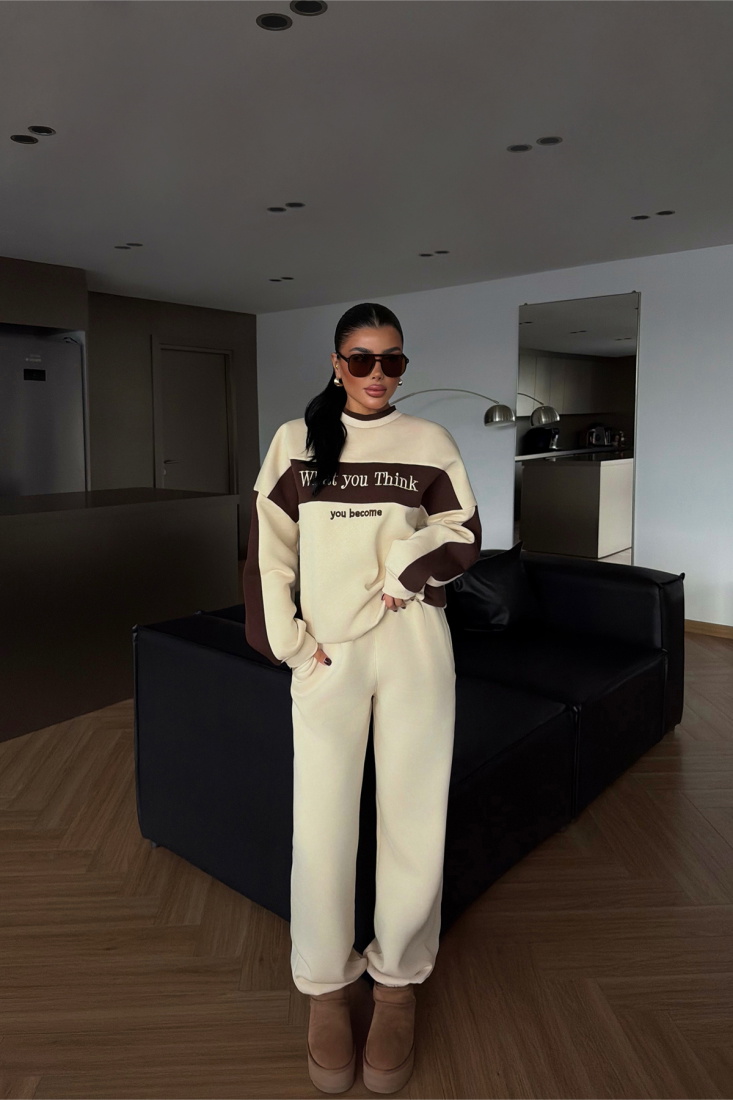 Krem Wayster Eşofman Takımı ATE-4154 - EYYO