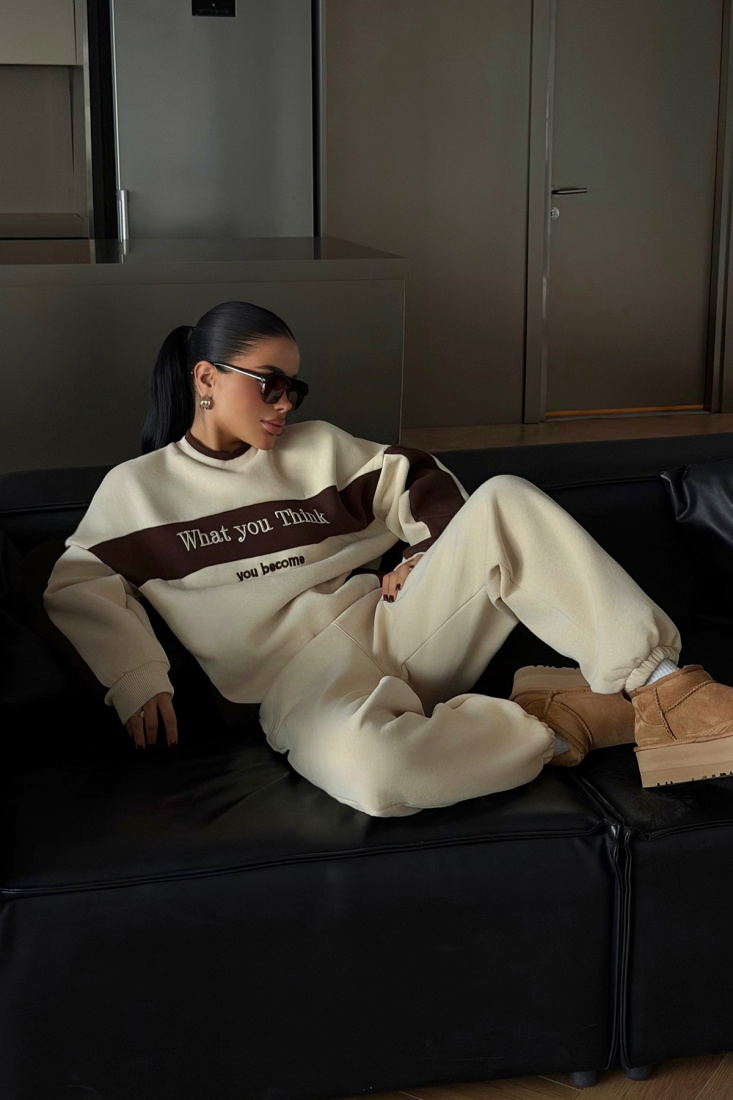 Krem Wayster Eşofman Takımı ATE-4154 - EYYO