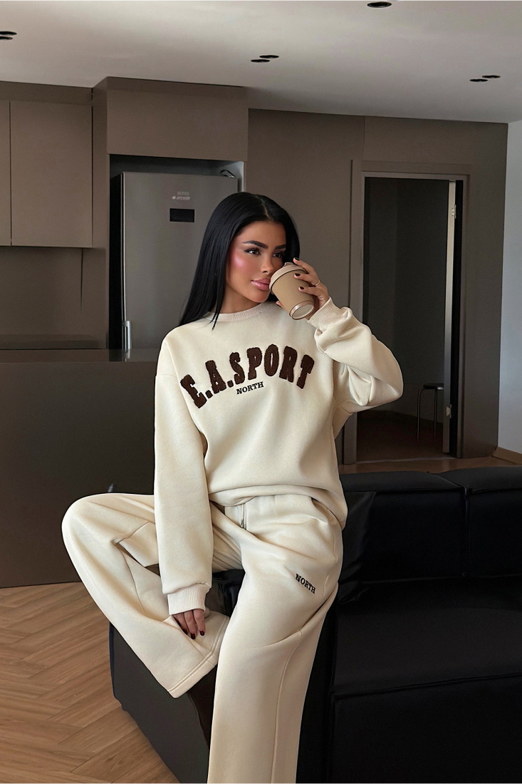 Krem Easport Eşofman Takımı ATE-3886 - EYYO