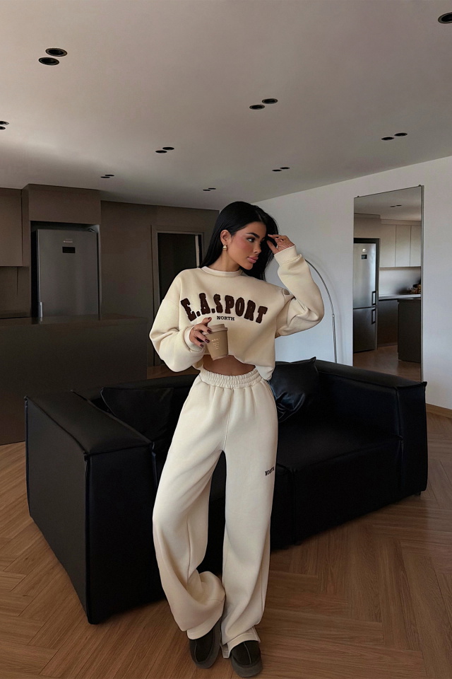 Krem Easport Eşofman Takımı ATE-3886 - 3