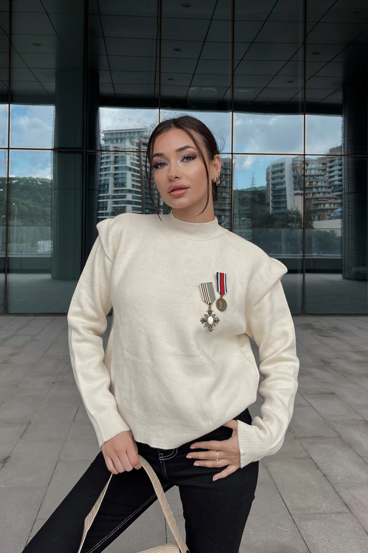 Krem Broş Detay Kazak ATE4430 - EYYO