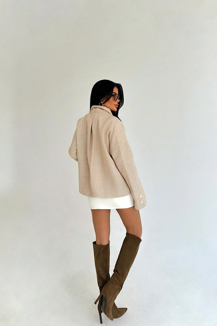 Krem Vehla Kaşe Ceket ATE-3862 - EYYO