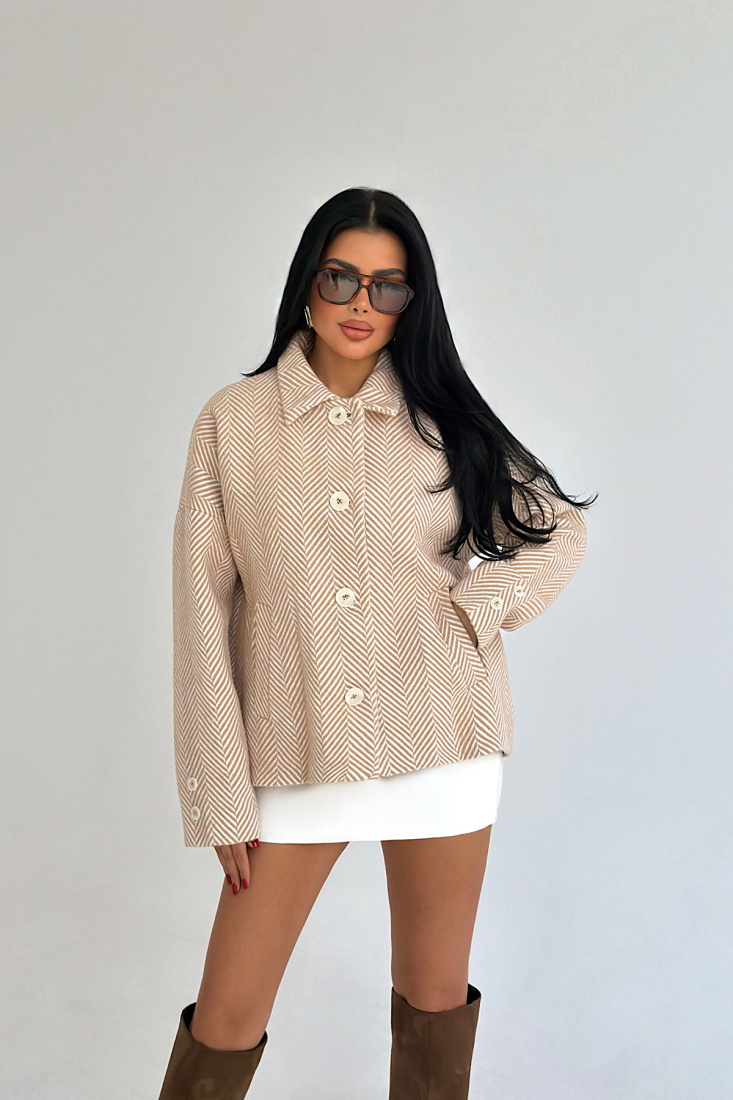 Krem Vehla Kaşe Ceket ATE-3862 - EYYO