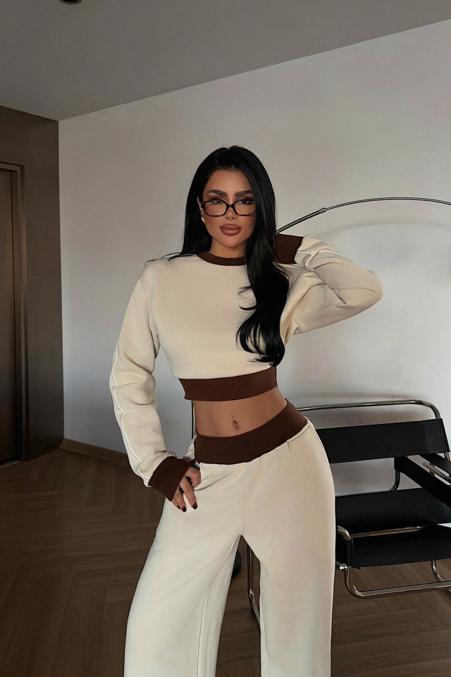 Krem Quill Eşofman Takımı ATE-4082 - 2