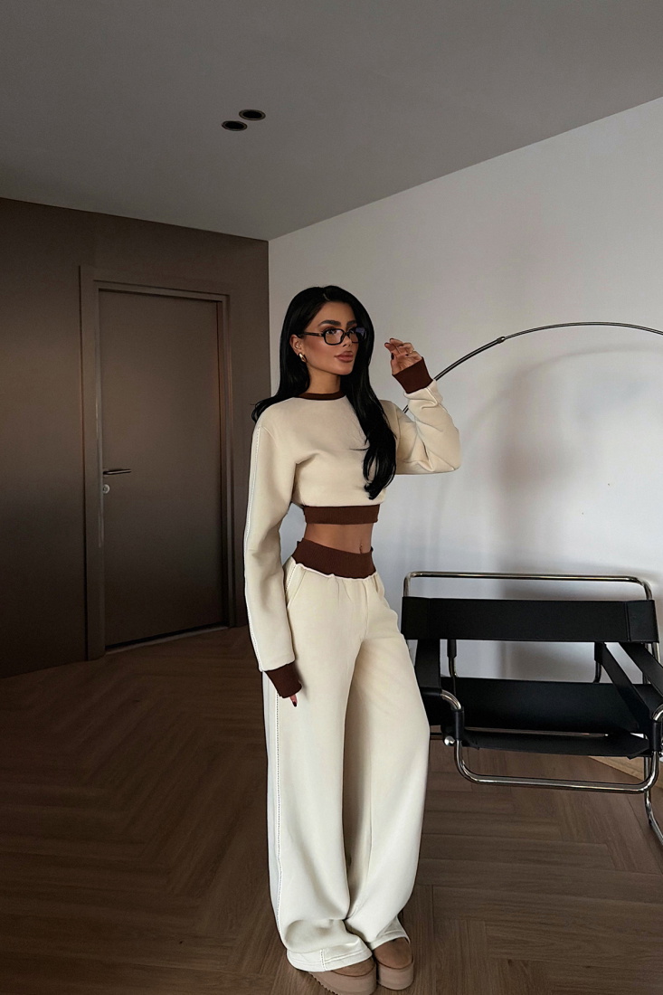 Krem Quill Eşofman Takımı ATE-4082 - EYYO