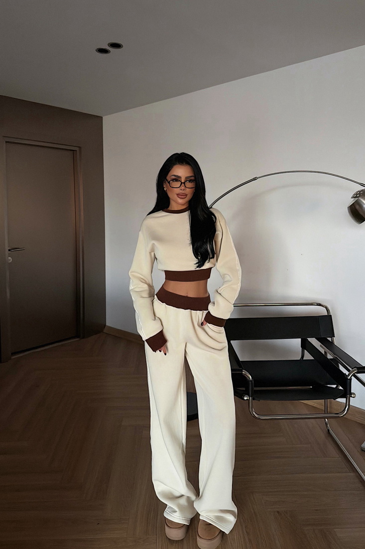 Krem Quill Eşofman Takımı ATE-4082 - EYYO