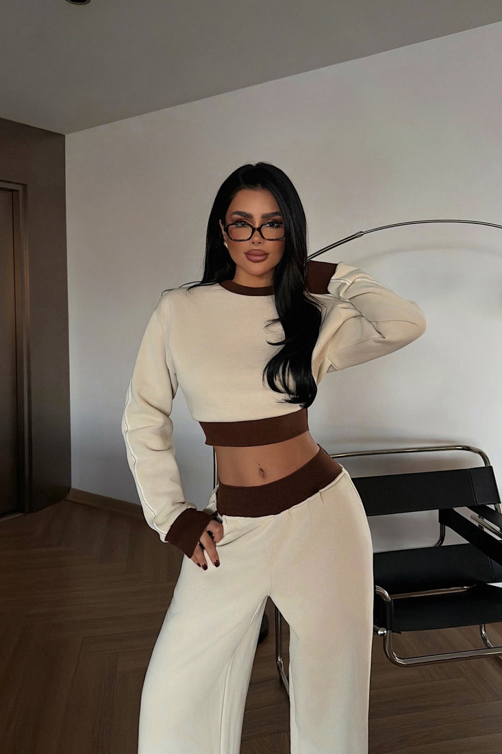 Krem Quill Eşofman Takımı ATE-4082 - EYYO