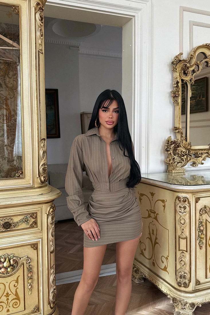 Krem Antoine Mini Elbise ATE-2213 - EYYO