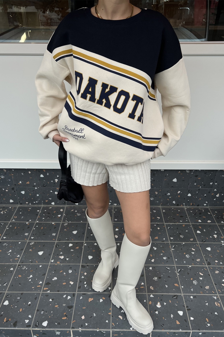 Krem Dakota Baskılı Sweat ATE2960 - EYYO