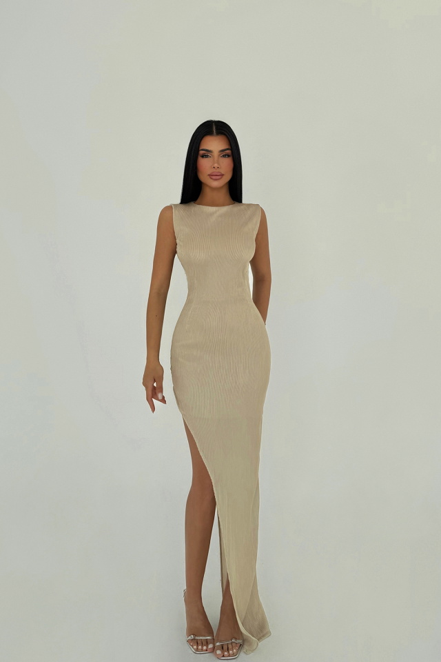 Krem Bathilda Uzun Elbise ATE-1909 - 1