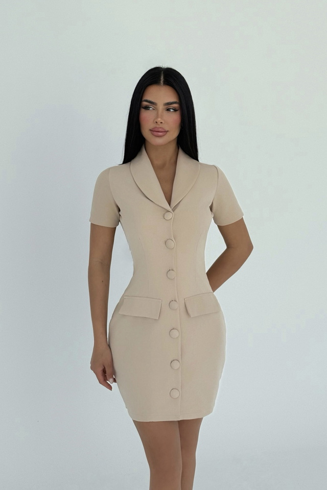 Krem Lady Mini Elbise ATE-2458 - 1