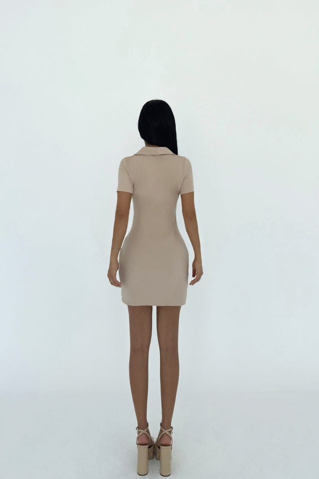 Krem Lady Mini Elbise ATE-2458 - 3