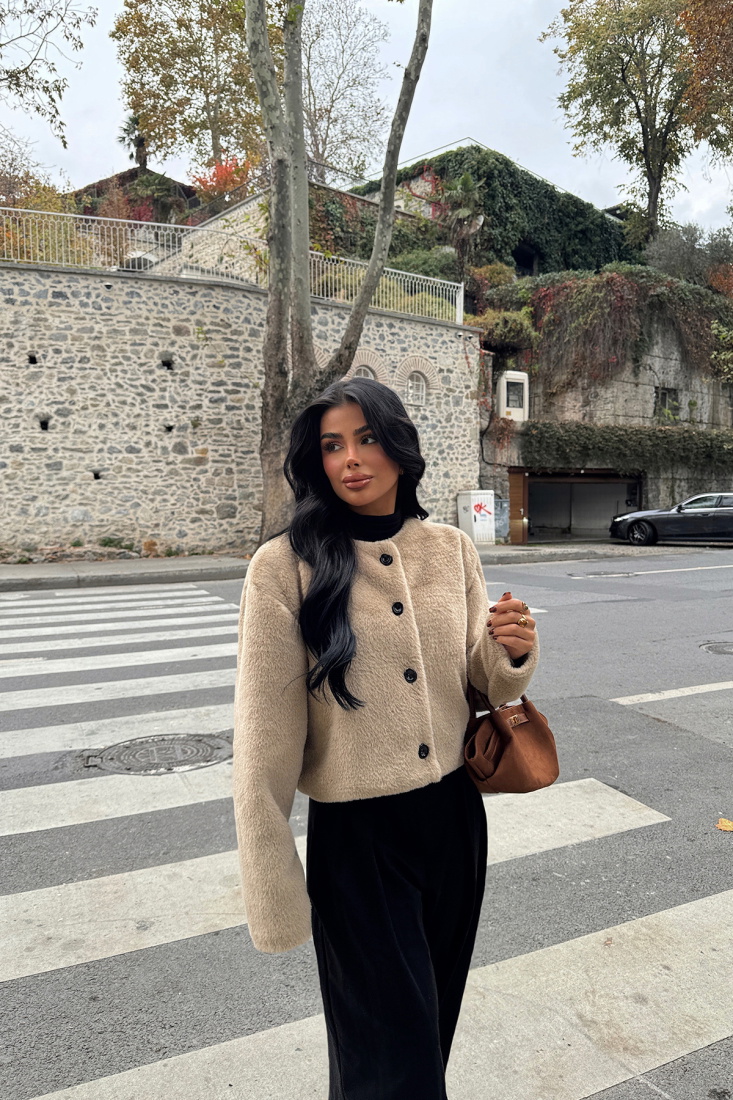 Krem Anamika Yumoş Ceket ATE-1932 - EYYO