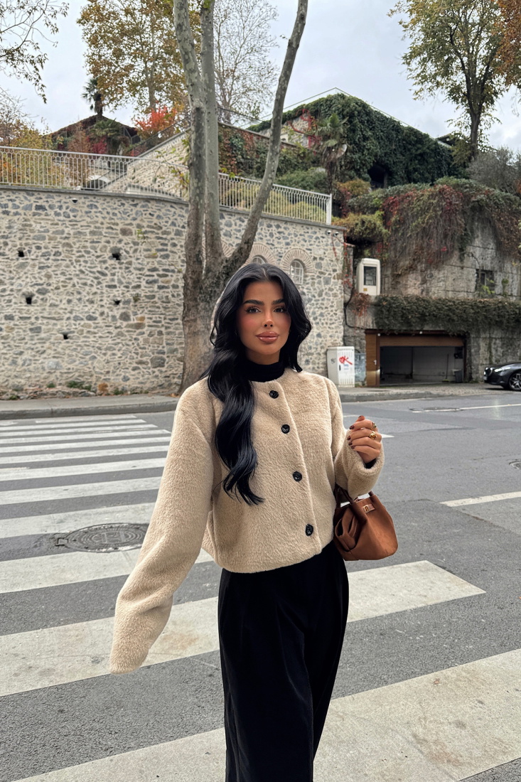 Krem Anamika Yumoş Ceket ATE-1932 - EYYO