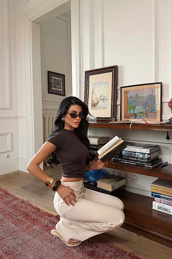 Krem Düğme Detay Pantolon ATE-5072 - EYYO