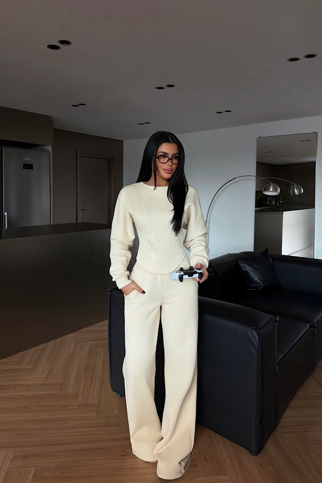 Krem Oska eşofman takımı ATE-4107 - 3