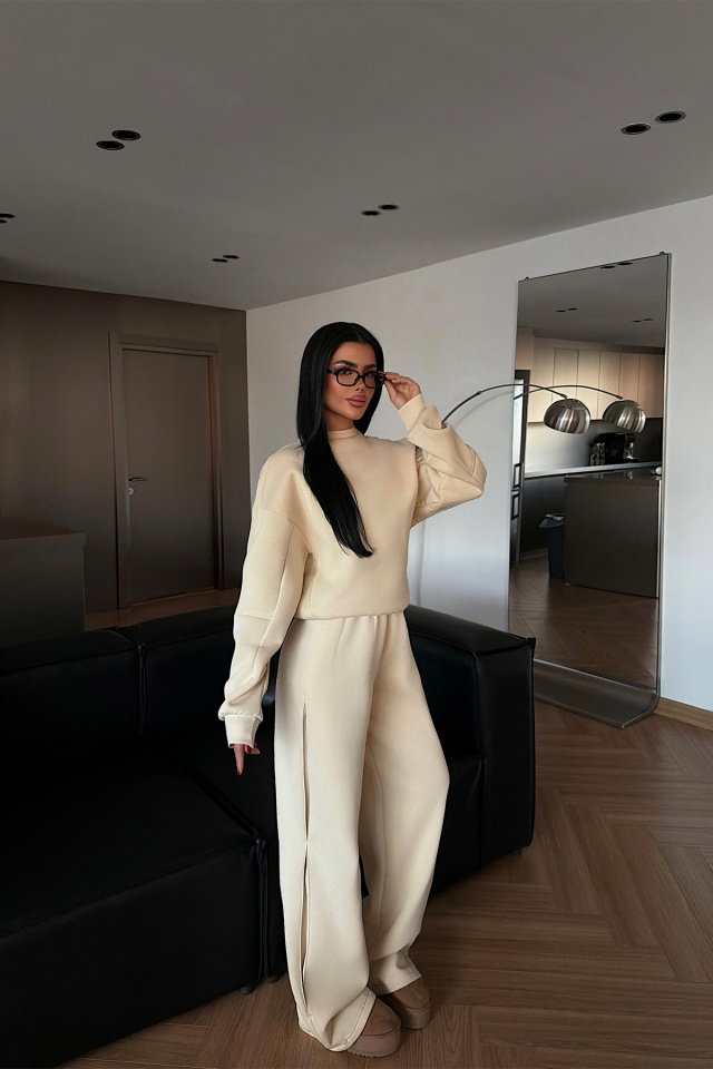 Krem Valenty eşofman takımı ATE-4159 - 3