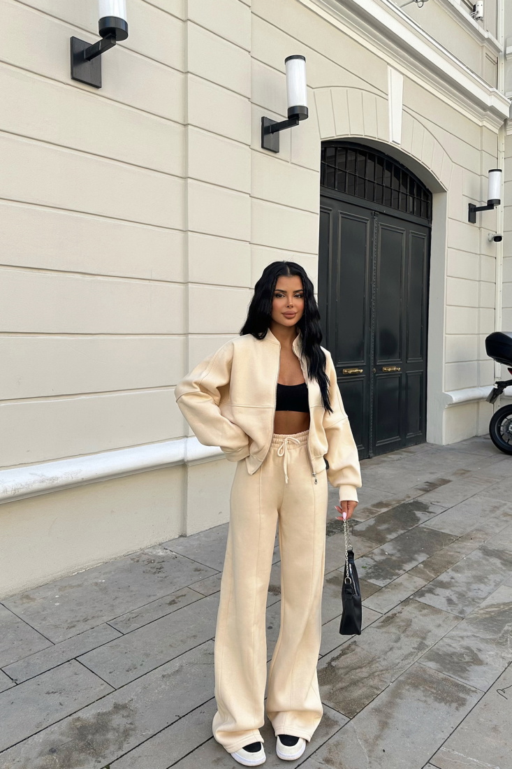 Krem Fermuar Detay Takım ATE-0416 - EYYO