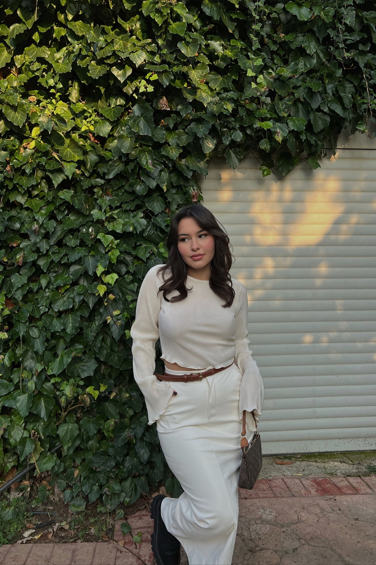 Krem Fitilli Crop Top ATE3240 - EYYO