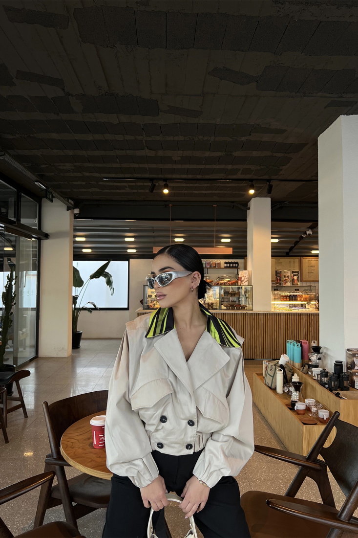 Krem Gömlek Yaka Ceket ATE3248 - EYYO