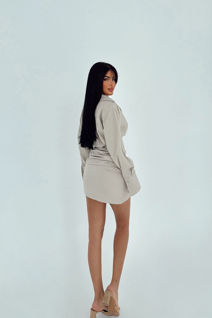 Krem Despina Mini Elbise ATE-2206 - EYYO