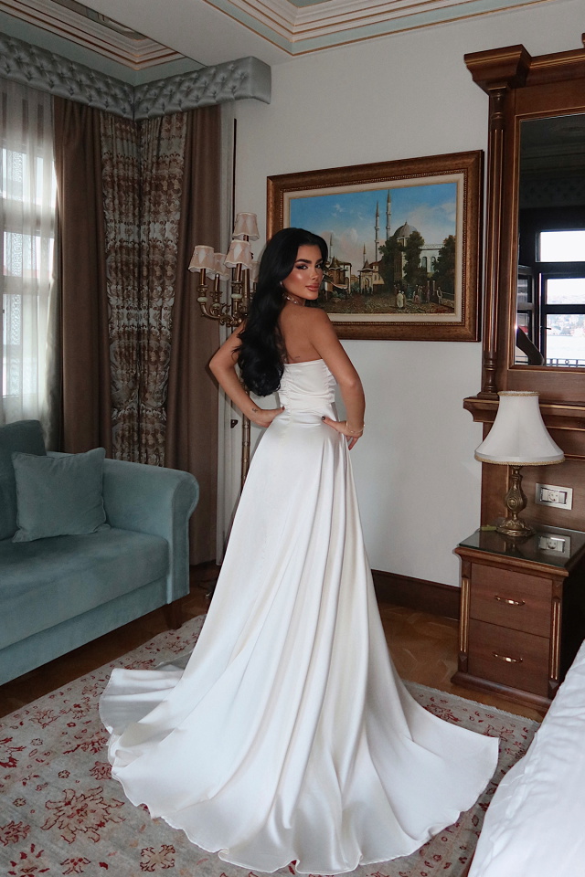 Krem Roseline Gül Detaylı Yırtmaçlı Abiye ATE-3718 - 4