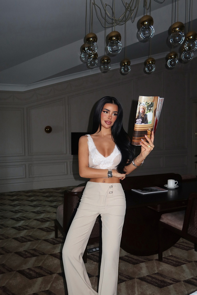 Krem Kemer Detay Pantolon ATE-3555 - 4