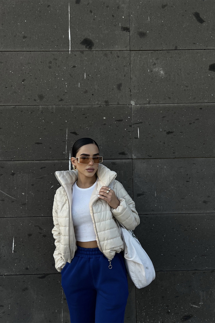 Krem Önü Fermuarlı Mont ATE2409 - EYYO