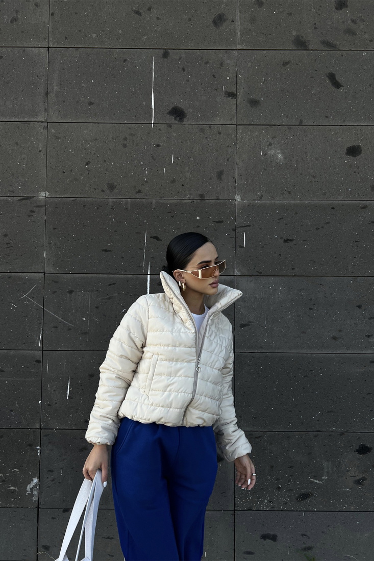 Krem Önü Fermuarlı Mont ATE2409 - EYYO