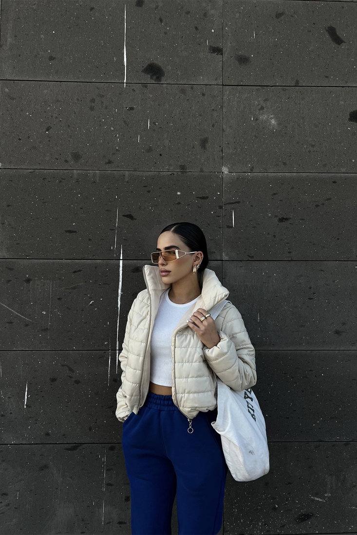 Krem Önü Fermuarlı Mont ATE2409 - EYYO