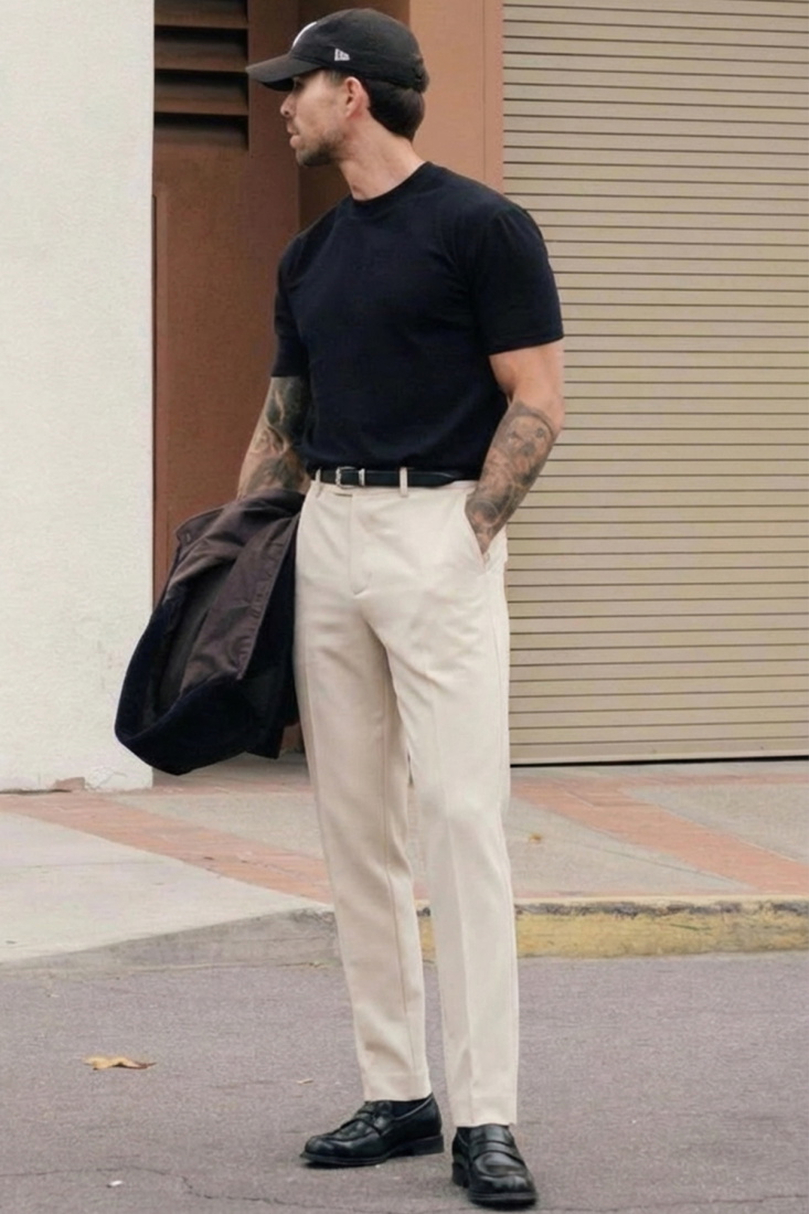 Krem Palazzo Yüksek Bel Pantolon ATE-3243 - EYYO