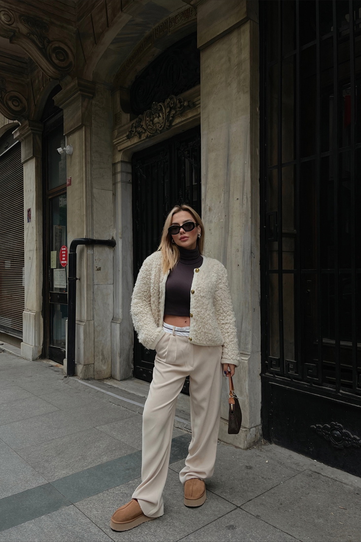 Krem Palazzo Pantolon ATE1647 - NEW MİSSİON