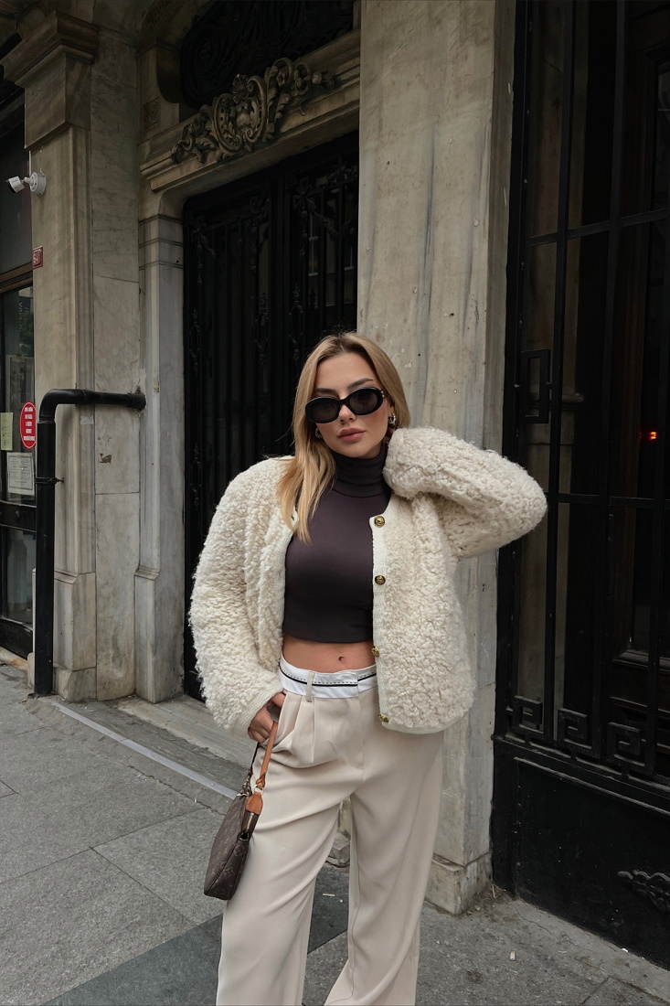 Krem Palazzo Pantolon ATE1647 - NEW MİSSİON