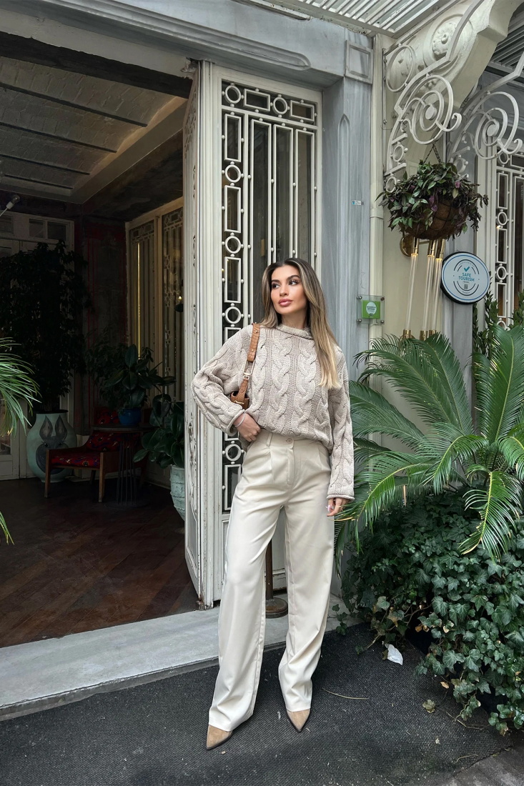 Krem Palazzo Pantolon ATE4259 - EYYO
