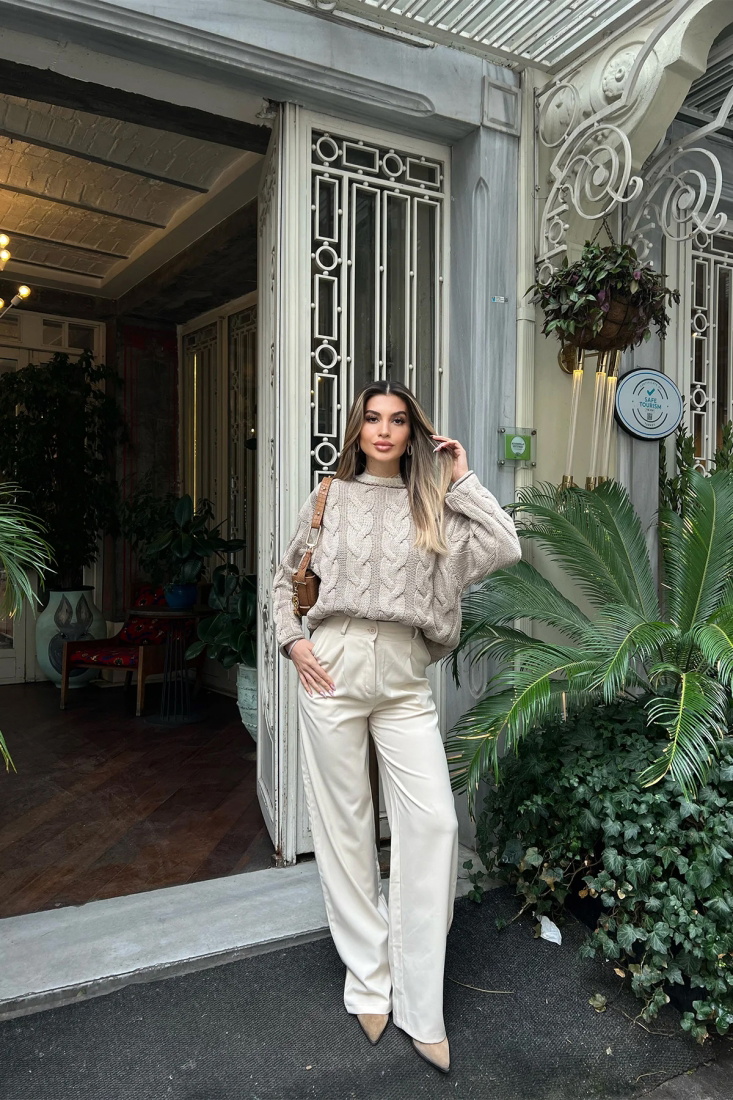 Krem Palazzo Pantolon ATE4259 - EYYO