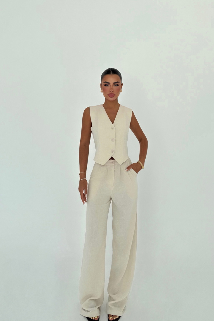 Krem Pantolonlu Takım ATE-2995 - EYYO