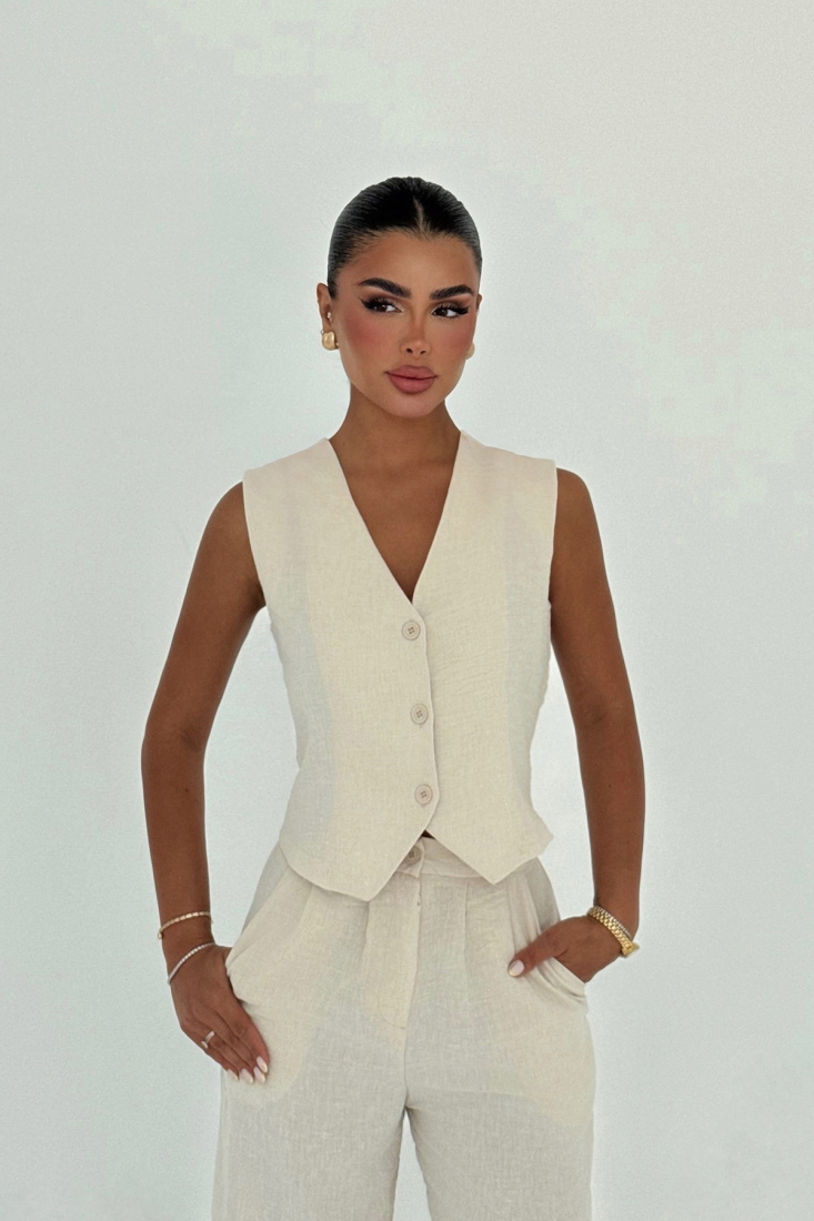 Krem Pantolonlu Takım ATE-2995 - EYYO